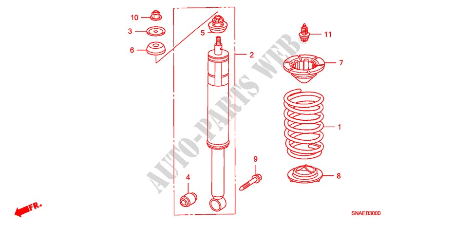 REAR SHOCK ABSORBER for Honda CIVIC 1.6 LXI 4 Doors 5 speed automatic 2008