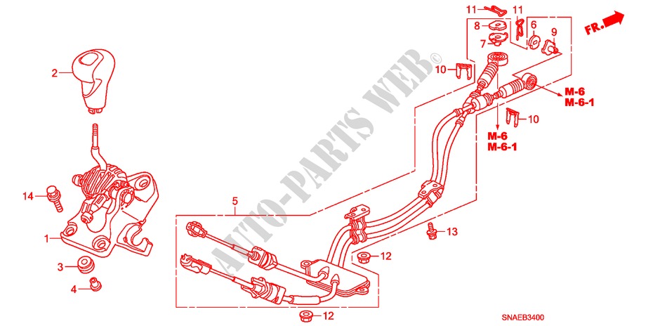 SHIFT LEVER for Honda CIVIC VTI 4 Doors 5 speed manual 2009