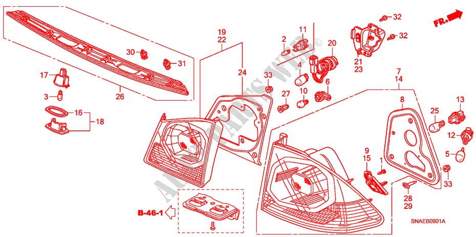 TAILLIGHT/LICENSE LIGHT ('09) for Honda CIVIC VTI 4 Doors 5 speed manual 2009