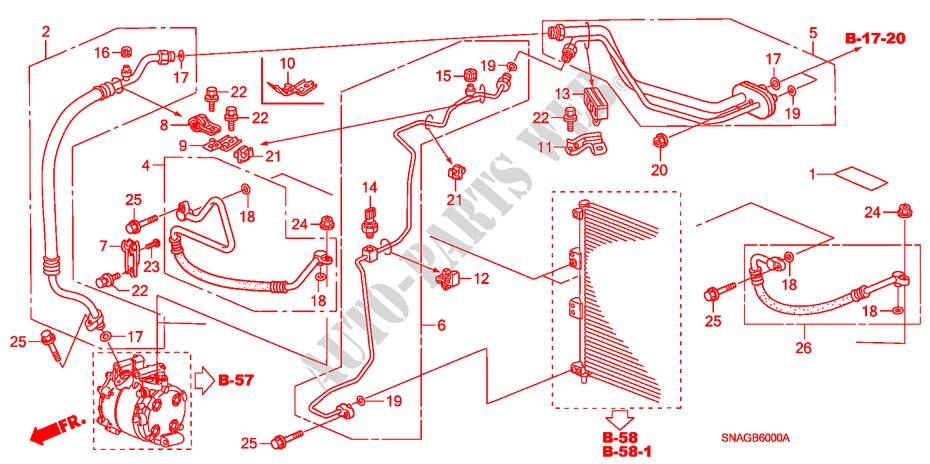 AIR CONDITIONER(HOSES/PIP ES)(LH) for Honda CIVIC 18ES 4 Doors 5 speed automatic 2011