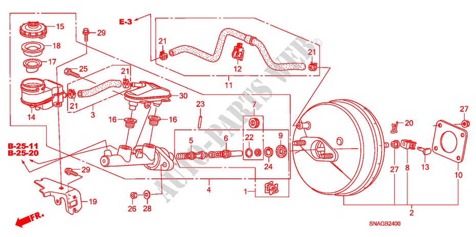 BRAKE MASTER CYLINDER/MAS TER POWER(LH) for Honda CIVIC 1.8 ES 4 Doors 6 speed manual 2011
