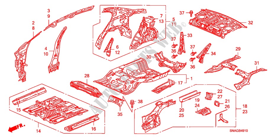 FLOOR/INNER PANELS for Honda CIVIC 1.8 VXI 4 Doors 5 speed manual 2011