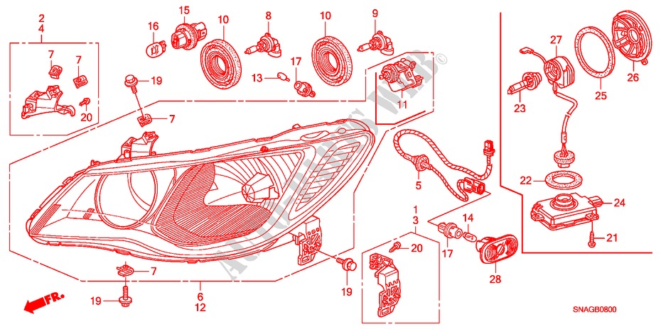 HEADLIGHT for Honda CIVIC 1.8 S 4 Doors 5 speed automatic 2010