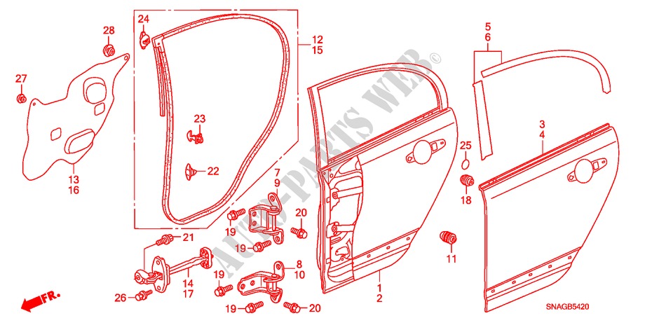 REAR DOOR PANELS for Honda CIVIC 1.8 ES 4 Doors 6 speed manual 2011