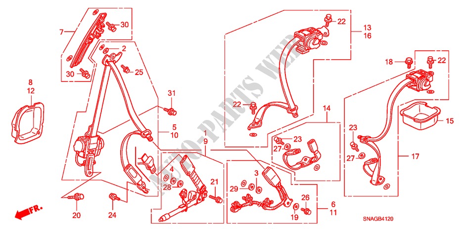 SEATBELTS for Honda CIVIC 1.8 VXI 4 Doors 5 speed manual 2011