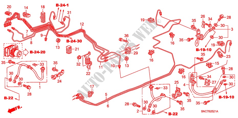 BRAKE LINES(VSA)(RH) for Honda CIVIC HYBRID MX 4 Doors full automatic 2007