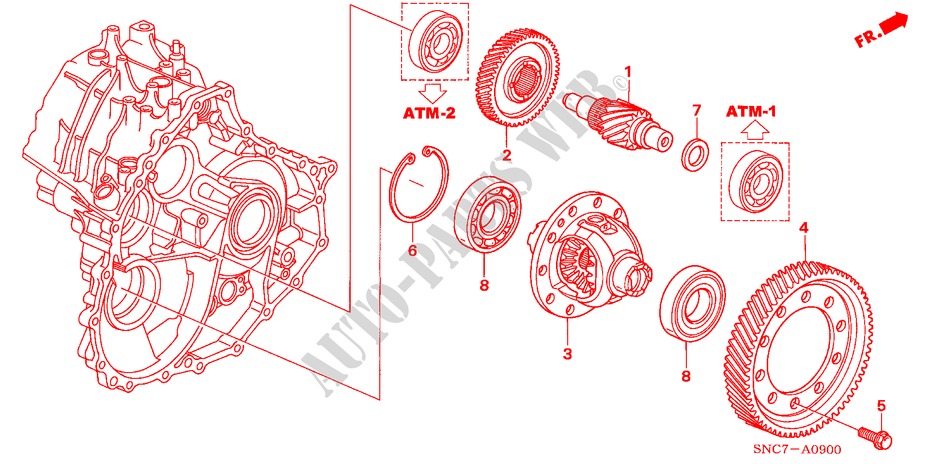 DIFFERENTIAL for Honda CIVIC HYBRID MX       ALCANTARA 4 Doors full automatic 2011