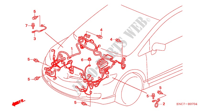 WIRE HARNESS(RH)(1) for Honda CIVIC HYBRID MX       ALCANTARA 4 Doors full automatic 2011