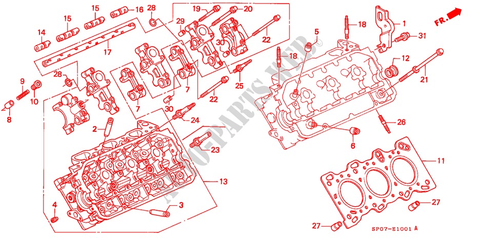 CYLINDER HEAD (RIGHT) for Honda LEGEND LEGEND 4 Doors 4 speed automatic 1992