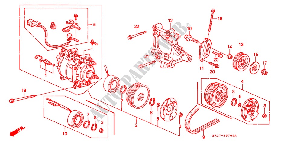 AIR CONDITIONER (COMPRESSOR)(HADSYS) for Honda CIVIC CRX ESI 2 Doors 5 speed manual 1995
