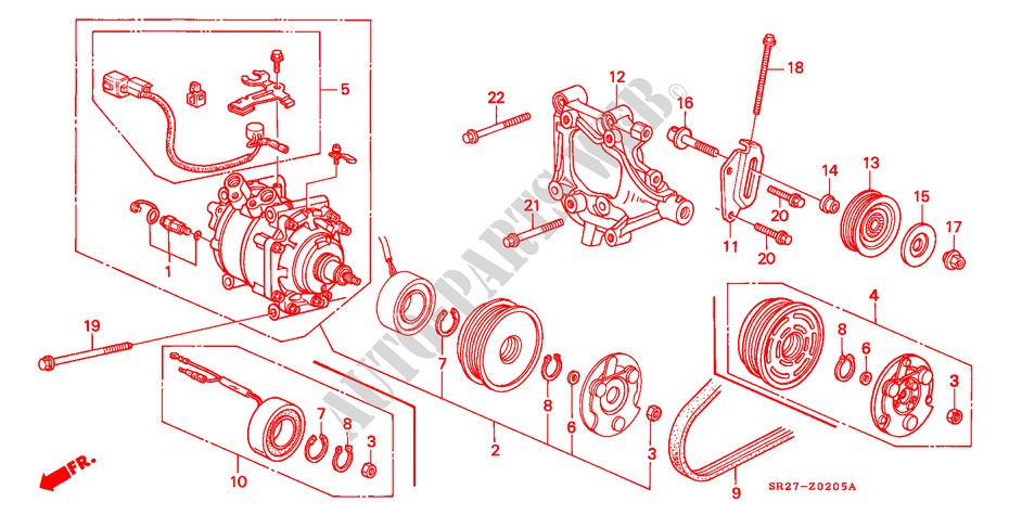 AIR CONDITIONER (COMPRESSOR)(HADSYS) for Honda CIVIC CRX ESI 2 Doors 5 speed manual 1996