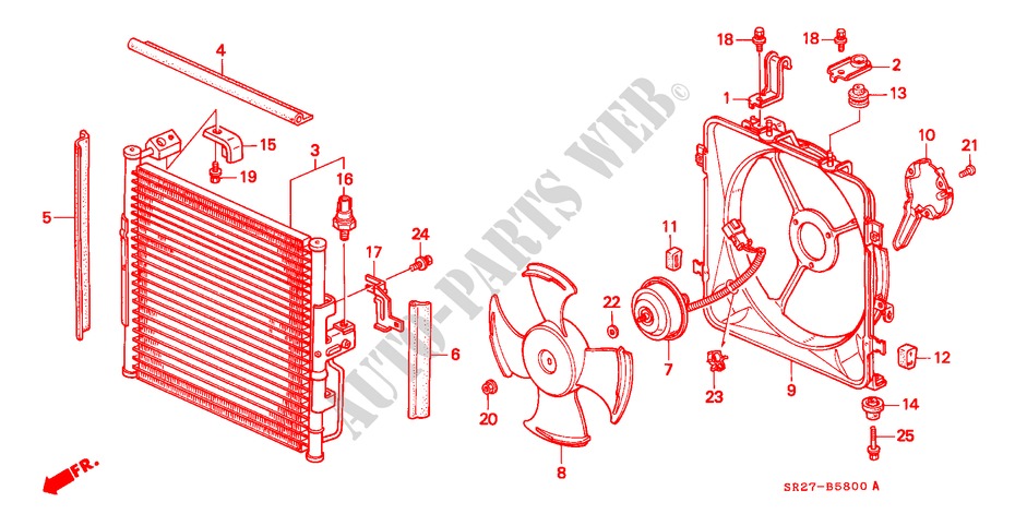 AIR CONDITIONER (CONDENSER) for Honda CIVIC CRX VTI 2 Doors 5 speed manual 1993