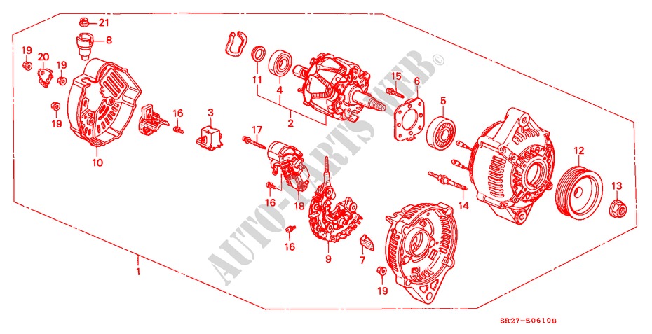 ALTERNATOR (DENSO)(SOHC) for Honda CIVIC CRX ESI 2 Doors 5 speed manual 1995