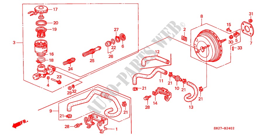 BRAKE MASTER CYLINDER/ MASTER POWER (ABS)(LH) for Honda CIVIC CRX VTI 2 Doors 5 speed manual 1993