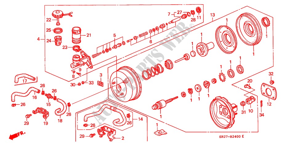 BRAKE MASTER CYLINDER/ MASTER POWER (LH) for Honda CIVIC CRX ESI 2 Doors 5 speed manual 1996
