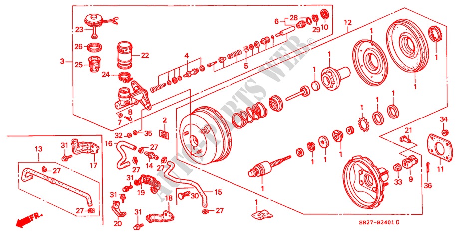 BRAKE MASTER CYLINDER/ MASTER POWER (RH) for Honda CIVIC CRX ESI 2 Doors 5 speed manual 1996