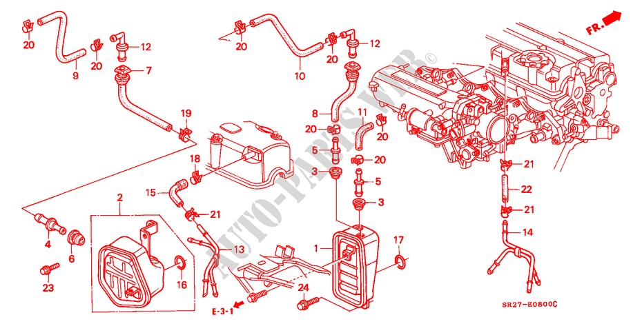 BREATHER CHAMBER ( '95,'96  DOHC) for Honda CIVIC CRX VTI 2 Doors 5 speed manual 1993