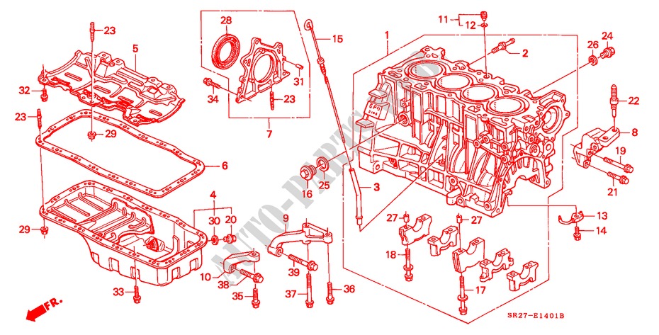 CYLINDER BLOCK/OIL PAN (DOHC) for Honda CIVIC CRX VTI 2 Doors 5 speed manual 1996