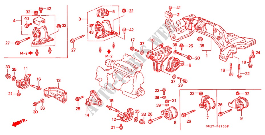 ENGINE MOUNTS (SOHC)(MT) for Honda CIVIC CRX ESI 2 Doors 5 speed manual 1995
