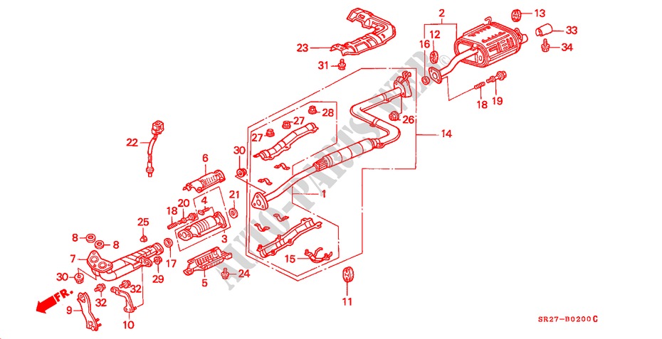 EXHAUST PIPE for Honda CIVIC CRX VTI 2 Doors 5 speed manual 1993