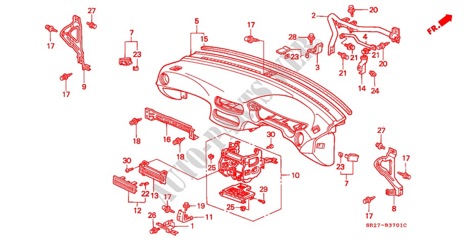 INSTRUMENT PANEL (RH) for Honda CIVIC CRX ESI 2 Doors 5 speed manual 1992