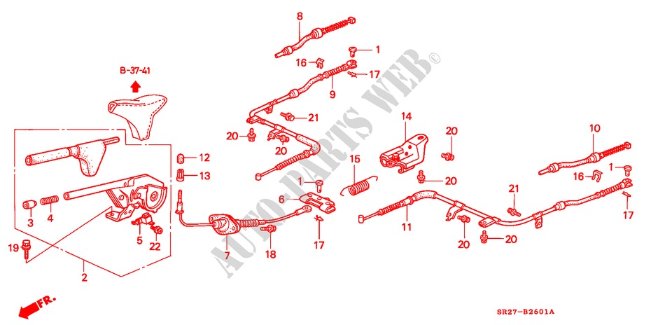 PARKING BRAKE (RH) for Honda CIVIC CRX VTI 2 Doors 5 speed manual 1996