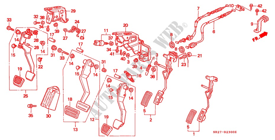 PEDAL (LH) for Honda CIVIC CRX VTI 2 Doors 5 speed manual 1993