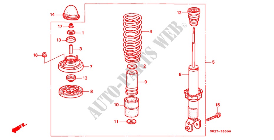REAR SHOCK ABSORBER for Honda CIVIC CRX ESI 2 Doors 4 speed automatic 1992