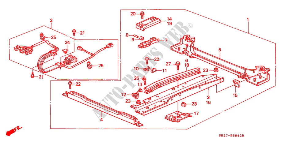 ROOF SLIDE COMPONENTS (FRAME SET) for Honda CIVIC CRX VTI 2 Doors 5 speed manual 1993