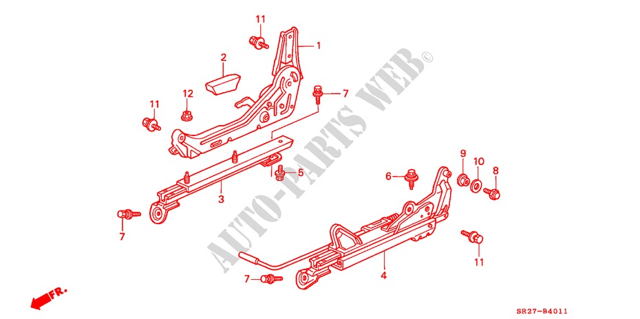 SEAT COMPONENTS (R.) for Honda CIVIC CRX VTI 2 Doors 5 speed manual 1993