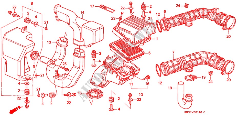 AIR CLEANER (PGM FI) for Honda CIVIC EX         AUSTRIA 3 Doors 5 speed manual 1995