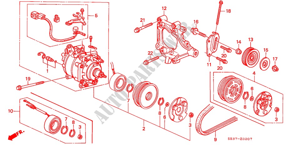 AIR CON. (COMPRESSOR) (HADSYS) for Honda CIVIC ESI 3 Doors 5 speed manual 1995