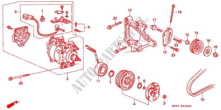 AIR CON. (COMPRESSOR) (SANDEN)('92) for Honda CIVIC ESI 3 Doors 5 speed manual 1992