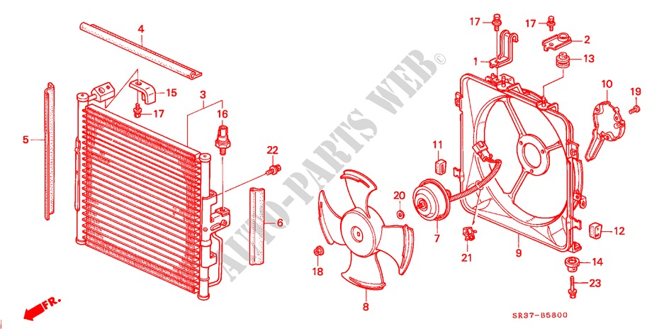 AIR CONDITIONER (CONDENSER) for Honda CIVIC VTI 3 Doors 5 speed manual 1995