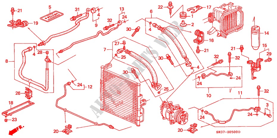 AIR CONDITIONER (HOSES/PIPES)(LH) for Honda CIVIC EX         AUSTRIA 3 Doors 5 speed manual 1995