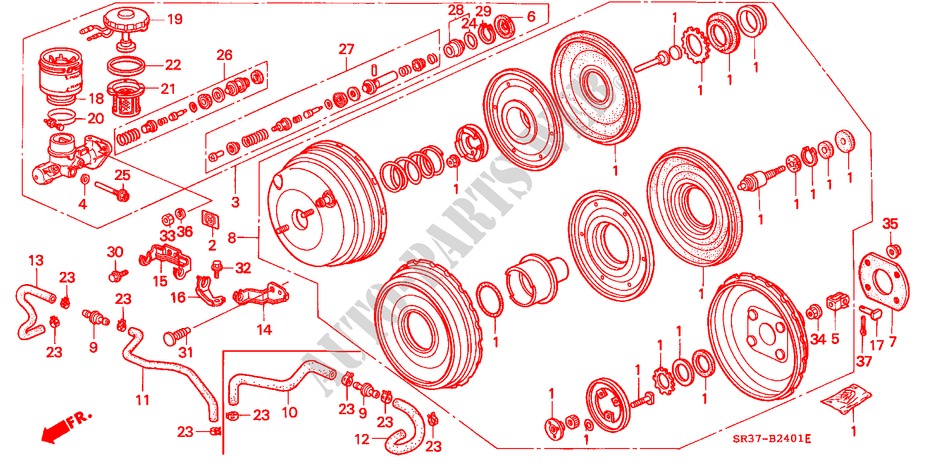 BRAKE MASTER CYLINDER/ MASTER POWER (2) for Honda CIVIC VTI 3 Doors 5 speed manual 1992