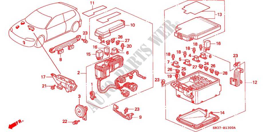 CONTROL UNIT (ENGINE ROOM)(LH) for Honda CIVIC DX 3 Doors 5 speed manual 1994