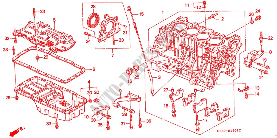 CYLINDER BLOCK/OIL PAN (DOHC VTEC) for Honda CIVIC VTI 3 Doors 5 speed manual 1993