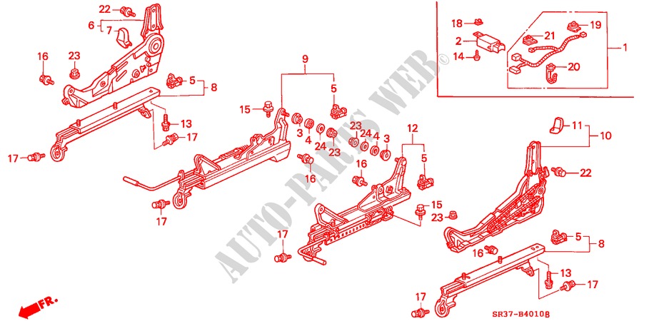FRONT SEAT COMPONENTS ( '93) for Honda CIVIC VTI 3 Doors 5 speed manual 1992