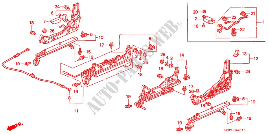 FRONT SEAT COMPONENTS (LH)('94 ) for Honda CIVIC VTI 3 Doors 5 speed manual 1995