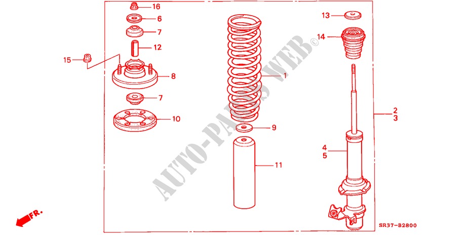 FRONT SHOCK ABSORBER for Honda CIVIC ESI 3 Doors 4 speed automatic 1992