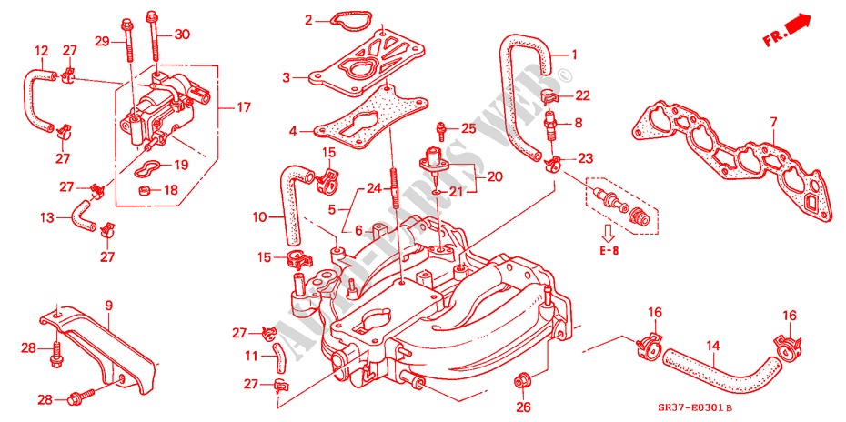 INTAKE MANIFOLD (PGM FI) (SOHC) for Honda CIVIC LSI 3 Doors 5 speed manual 1993