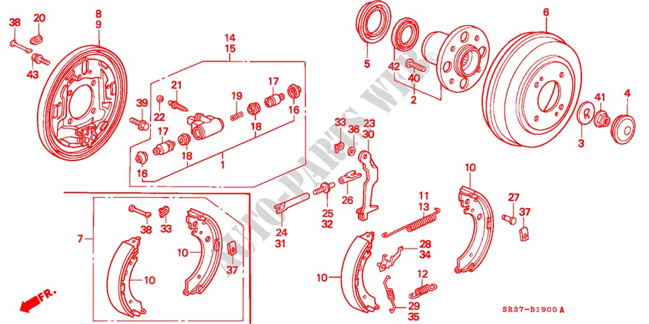 REAR BRAKE (DRUM) for Honda CIVIC LSI 3 Doors 5 speed manual 1995