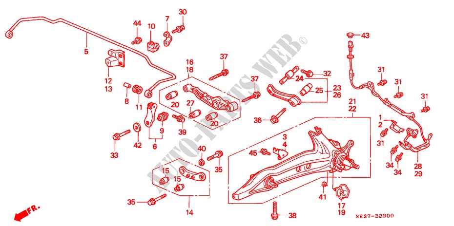 REAR STABILIZER/REAR LOWER ARM for Honda CIVIC EX         AUSTRIA 3 Doors 5 speed manual 1995