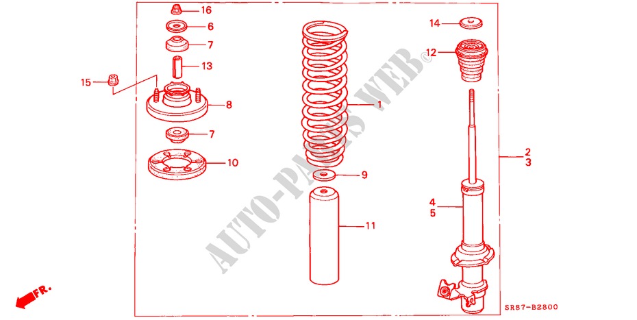 FRONT SHOCK ABSORBER for Honda CIVIC COUPE ESI 2 Doors 4 speed automatic 1995