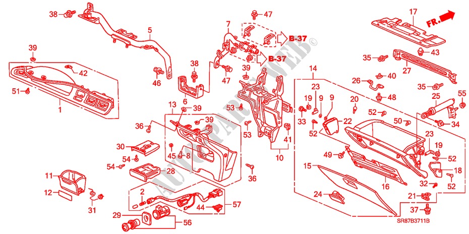 INSTRUMENT PANEL GARNISH (SRS)(LH) for Honda CIVIC COUPE LSI 2 Doors 5 speed manual 1995
