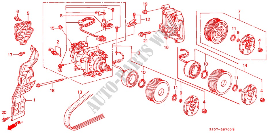 AIR CONDITIONER (COMPRESSOR)(SANDEN) for Honda PRELUDE 2.0I 2 Doors 5 speed manual 1993