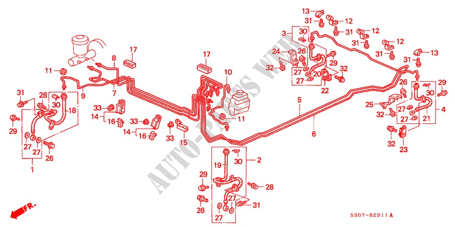 BRAKE LINES (4) for Honda PRELUDE DOHC VTEC 2 Doors 5 speed manual 1993