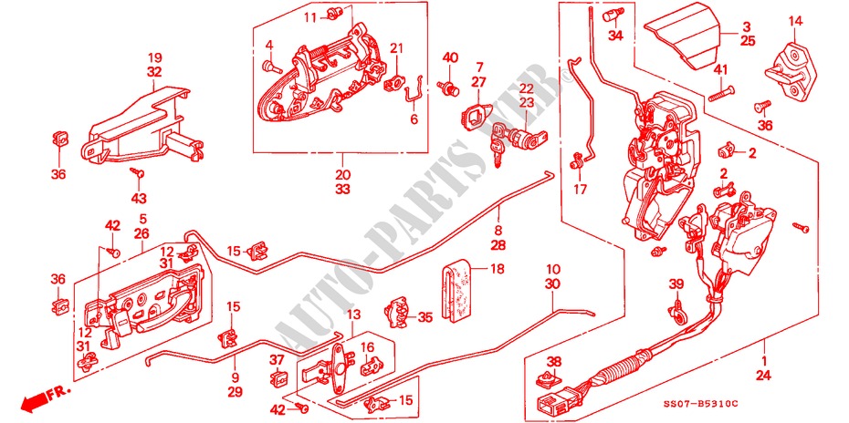 DOOR LOCKS for Honda PRELUDE DOHC VTEC 2 Doors 5 speed manual 1993