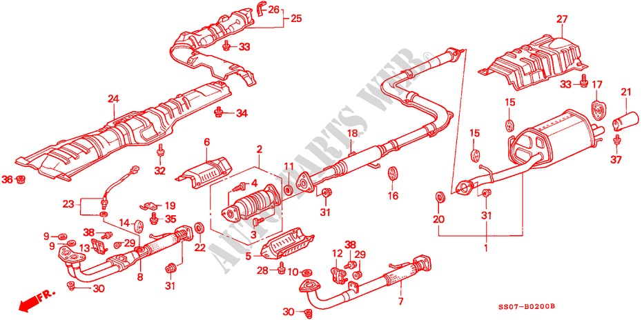 EXHAUST PIPE for Honda PRELUDE 2.0I 2 Doors 5 speed manual 1993